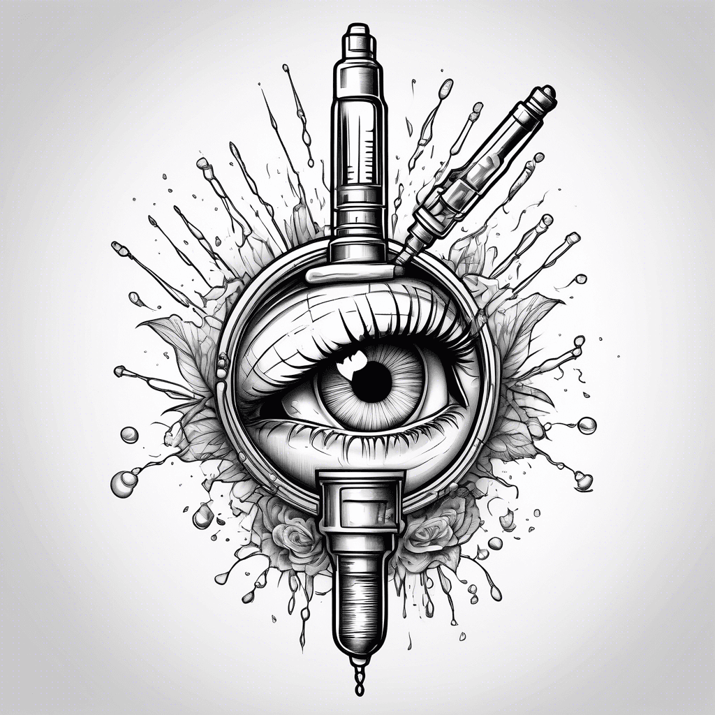 Syringe full of meth being injected into an eyeball