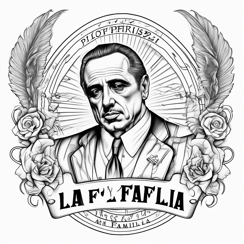 Godfather strings with text saying La Famiglia PIERSANTI