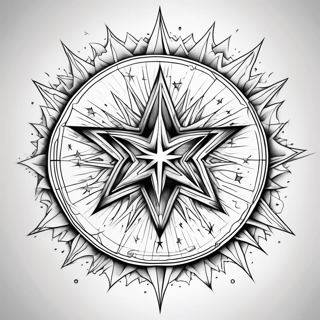 one big star surrounded by an assortment of smaller ones