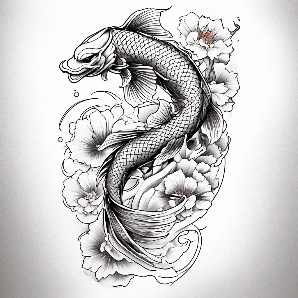Nagasode full arm tatto irezumu traditional spring season tatto with koi