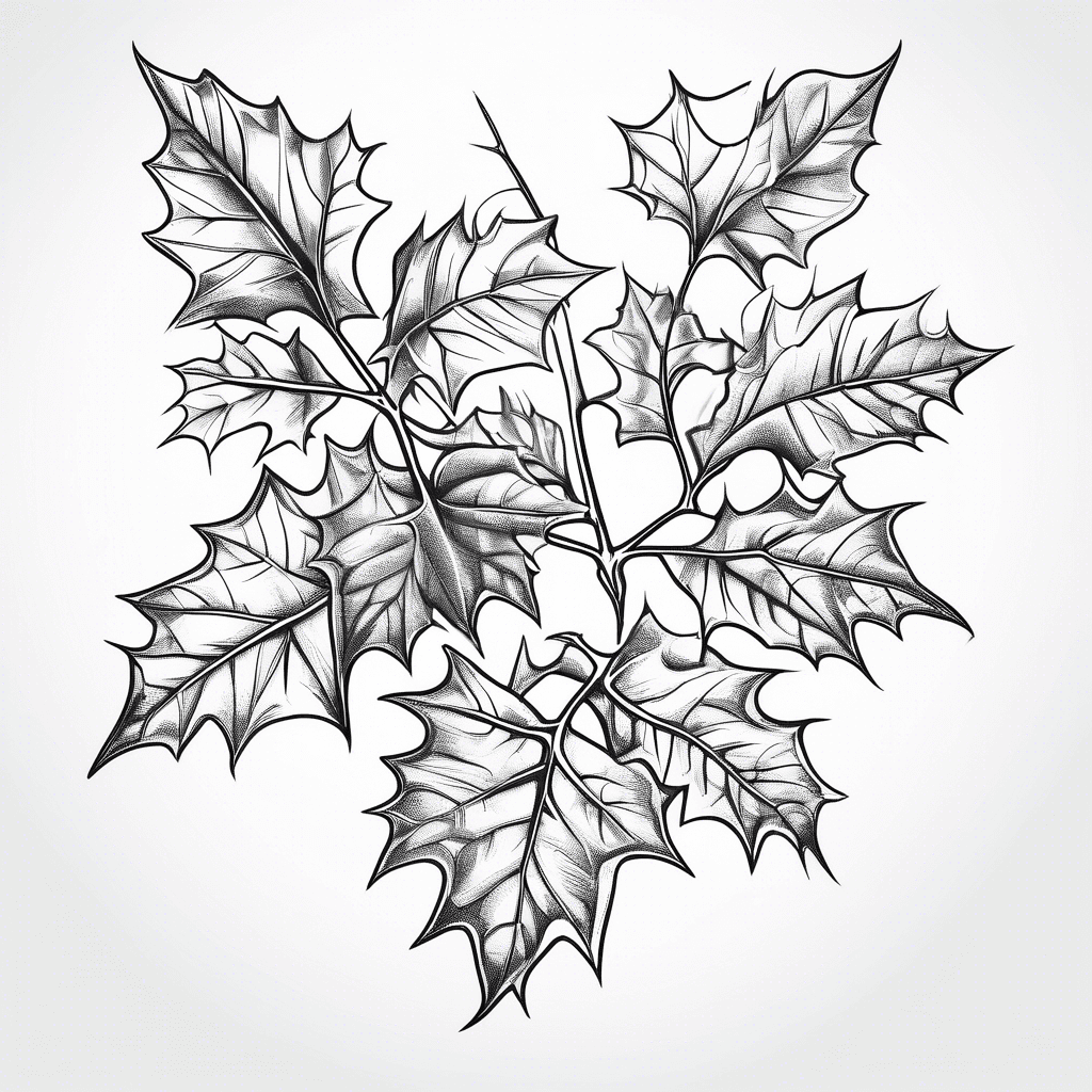 ivy, holly, ash leaves