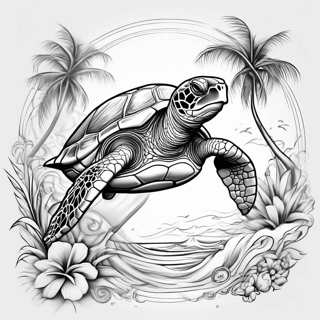 Disney, beach, turtle, dolphin, palm tree
