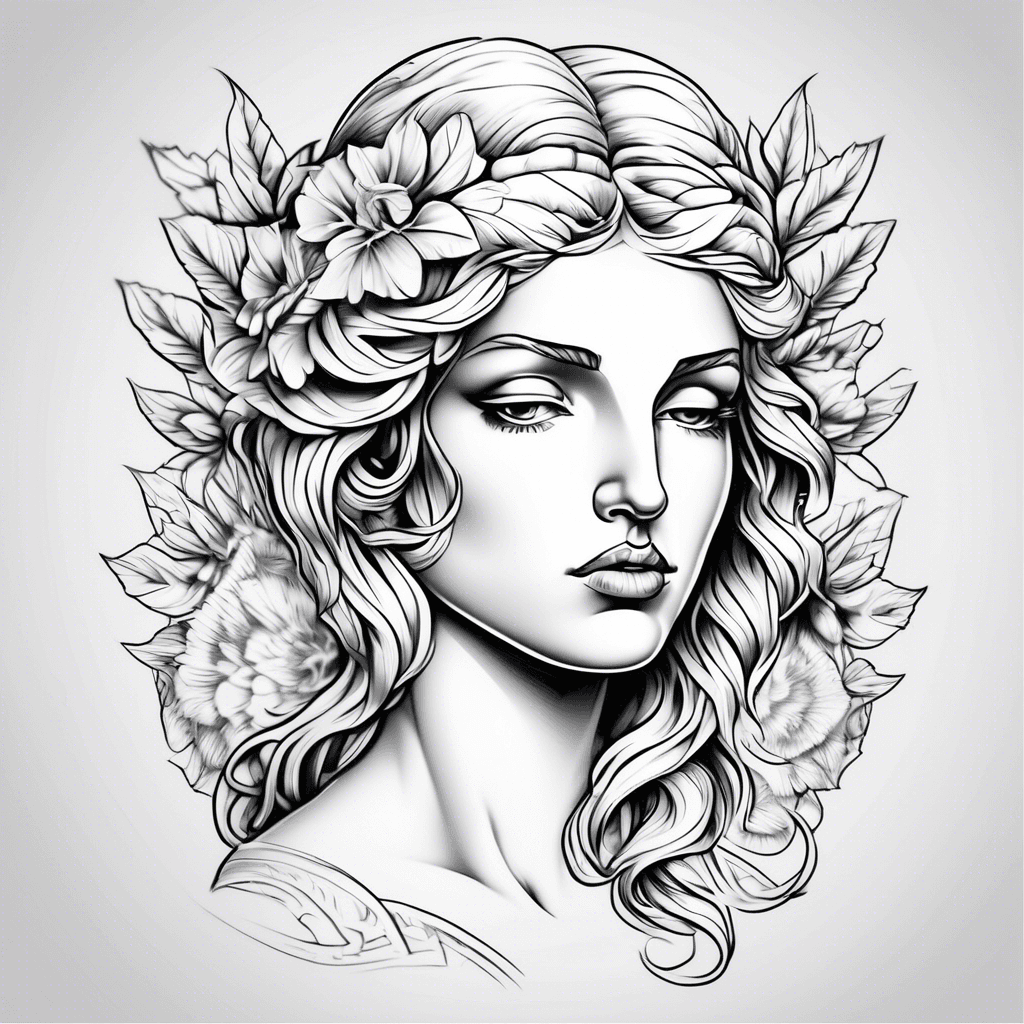 Realism black and white pretty Aphrodite with Greek design