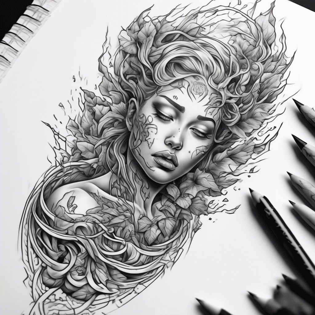 create a digital illustration of tattoo of meaning 'fall down seven times, rise up eight' in a symbolic manner, this is how it is supposed to look like - ∇VII ΔVIII