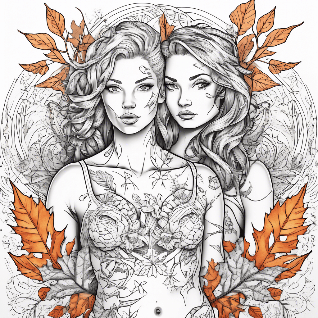 Viv and Maeve in large, thick lettering, surrounded by autumn leaves and snowflakes
