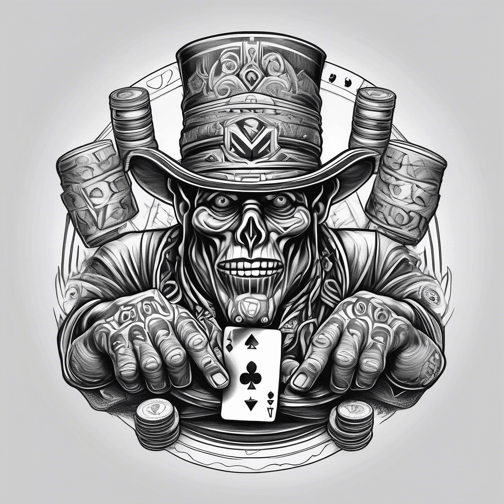 Voodoo Priest hand shuffling poker chips