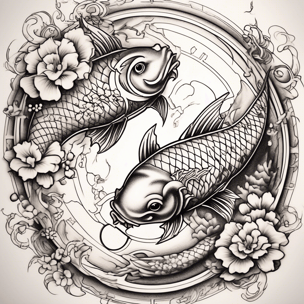 Pisces yin yang, nautical compass