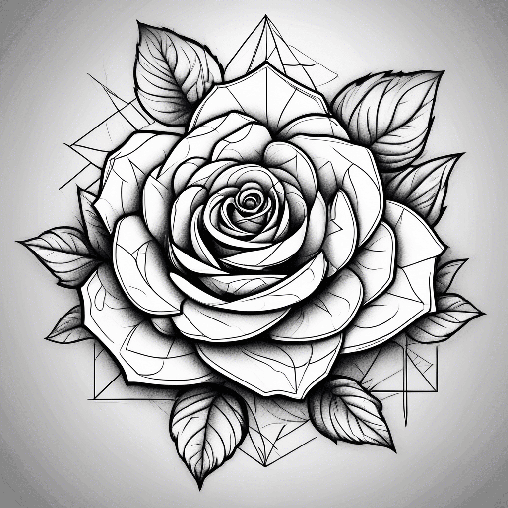 a rose with geometry patterns behind it