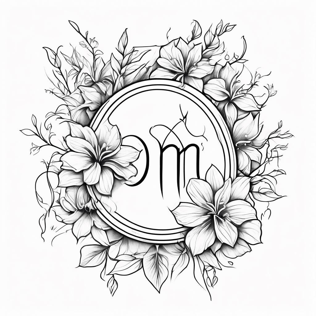 Small simple ankle tattoo delicate flowers with cross and the word Omi