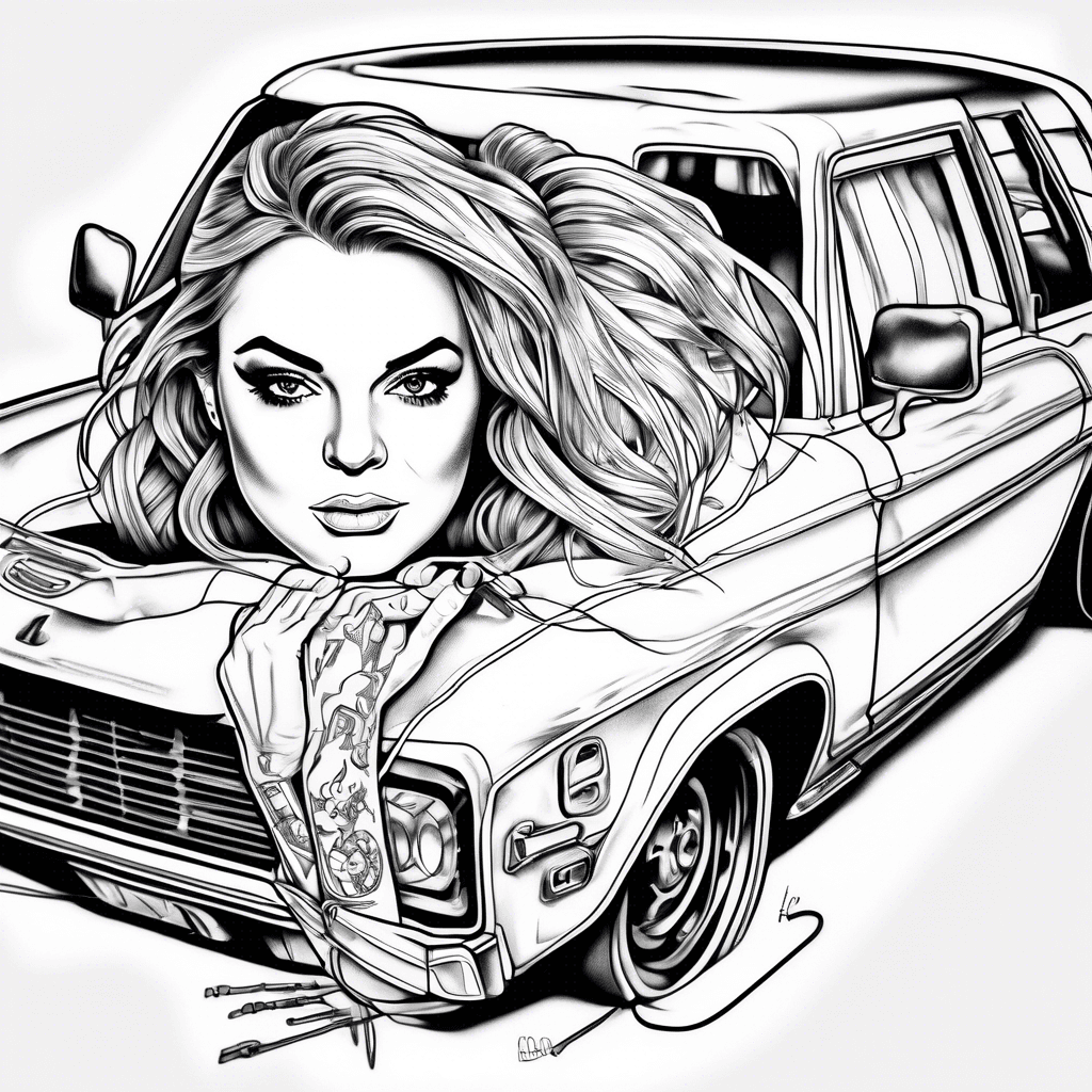 Lindsay Lohan inside a car wrapped in extension cord with her wrists duct taped banging on window to get out