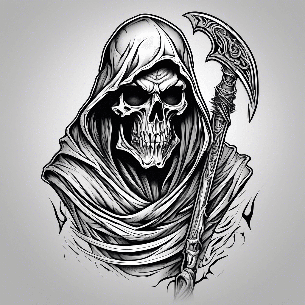 grim reaper as a sparten in black and grey