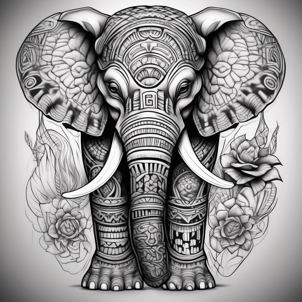 Polynesian sleeve, elephant and turtle included