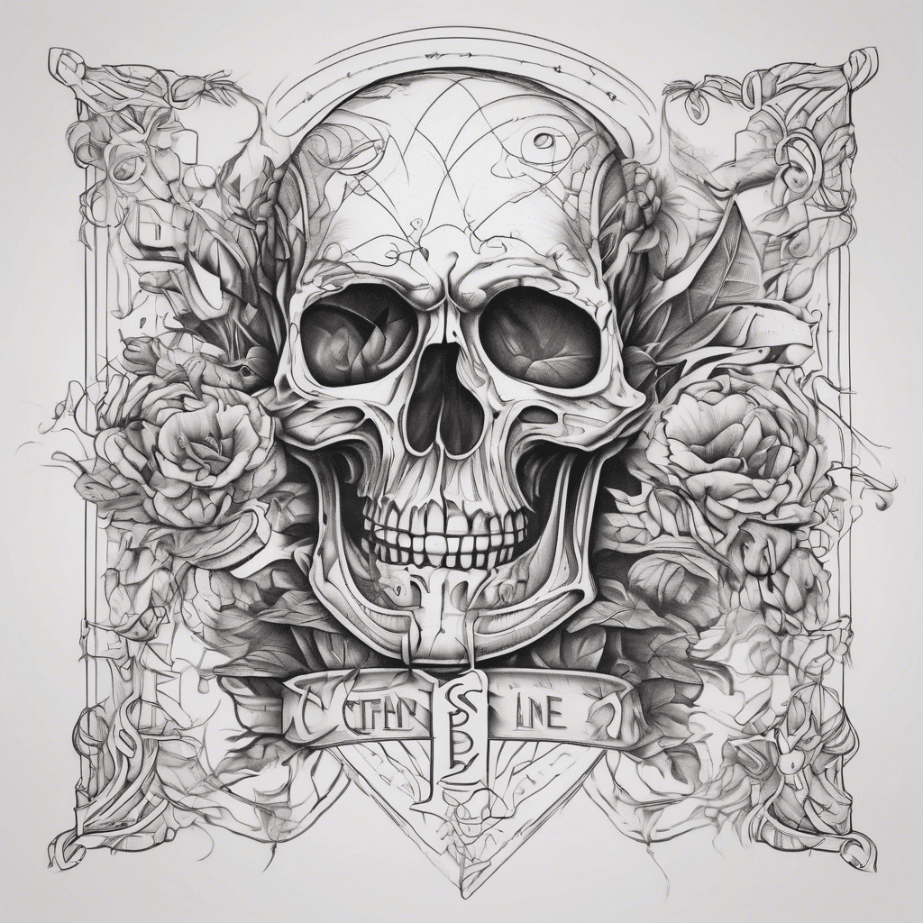 Create a line tattoo design with letters s and b together