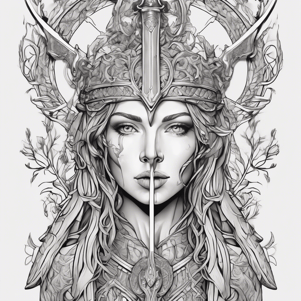 goddess freya, yggdrasil and sword
