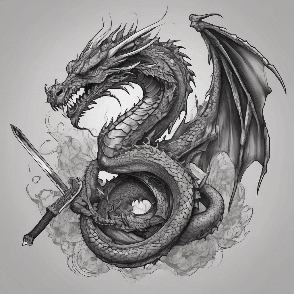 smoke dragon around a sword