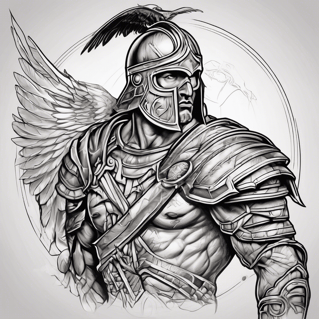 Gladiator with lance and eagle on top off lance
