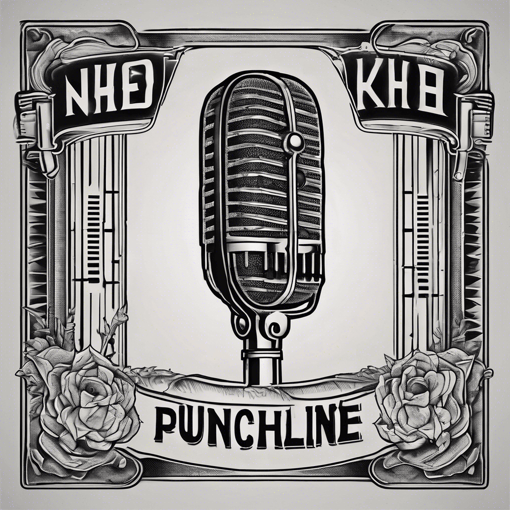 retro microphone with the word punchline included
