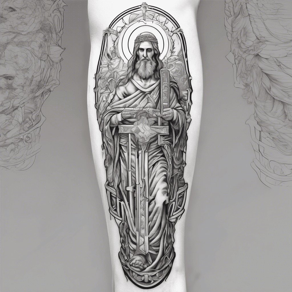 full sleeve, something biblical/religious