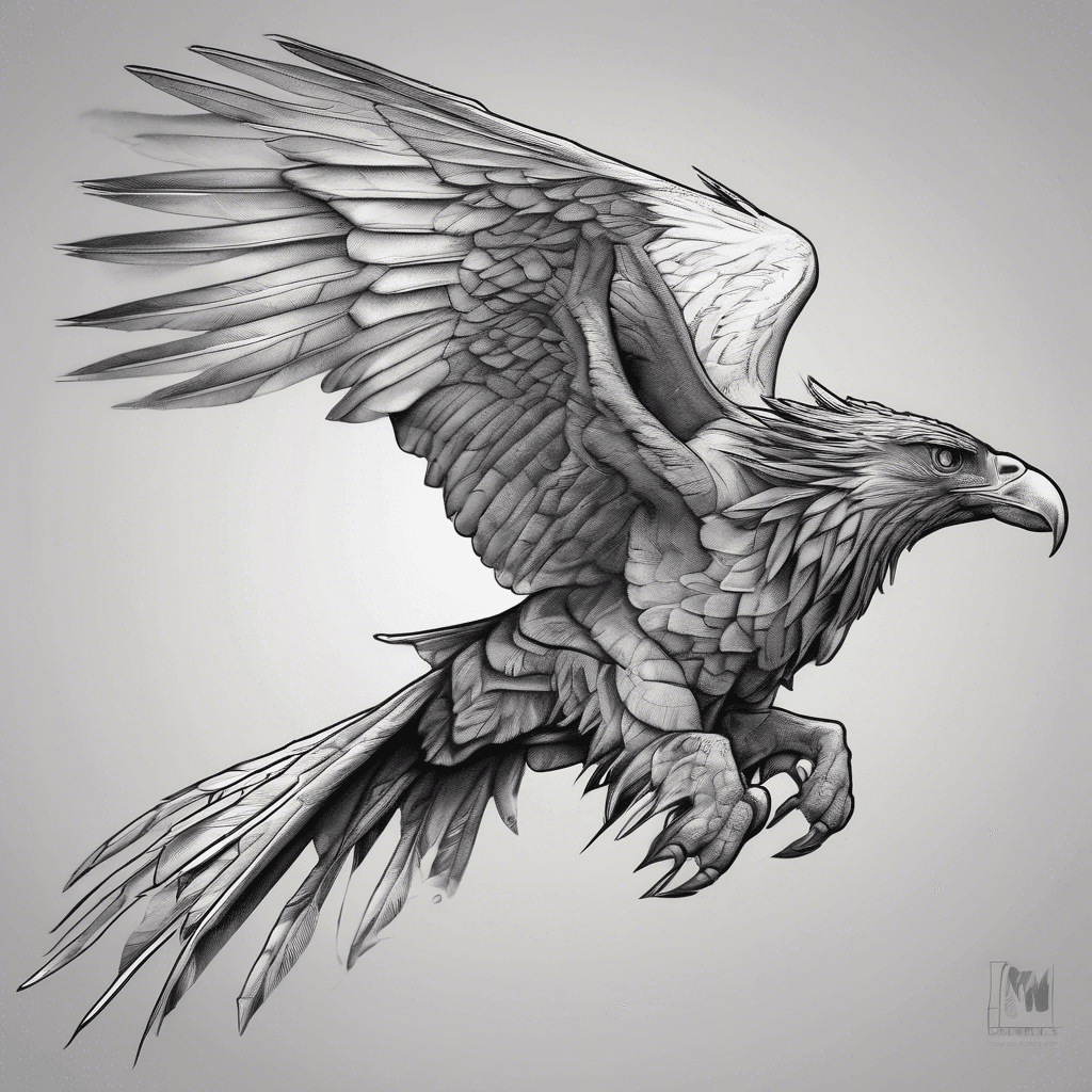 Side profile of buckbeak with wingspan