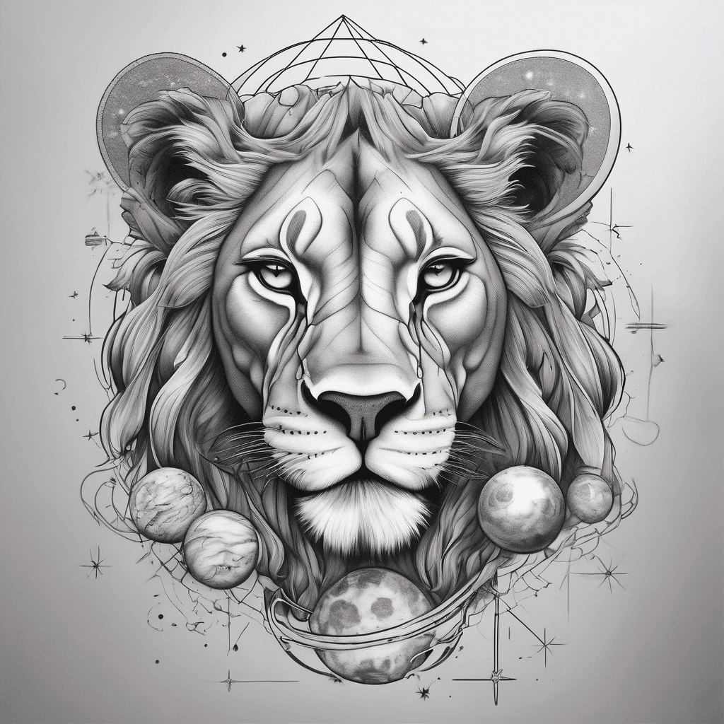 Lioness with planets and cosmos