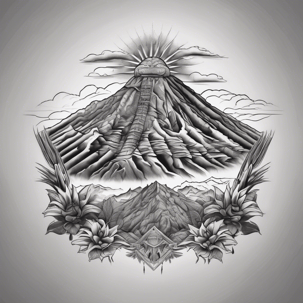 Realistic Popocatépetl and Iztaccíhuatl on right hamstring