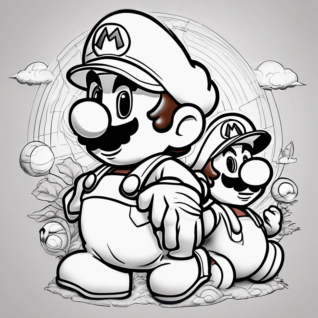 Mario, Yoshi, Peach and Baby Mario looking at the sunshine