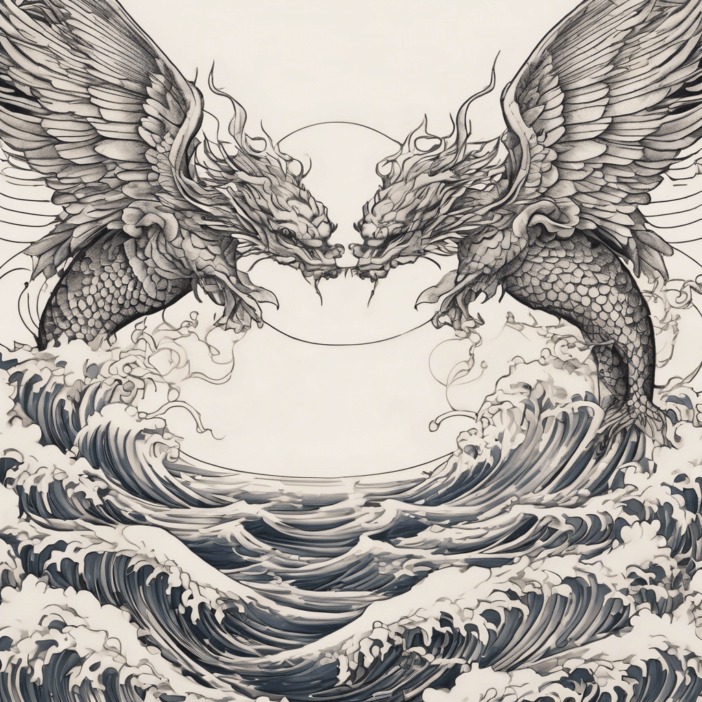 two waves turning into angel wings