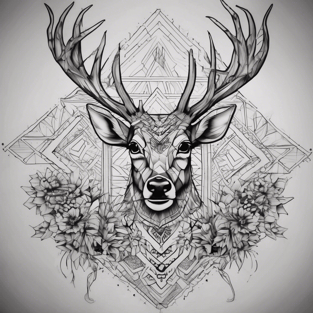 Create a tattoo stencil of an armband tattoo that is similar to the armband tattoo that Virat Kohli got. But I want it the have details such as fire, peacock, deer, 5 edge star and geometric features like his