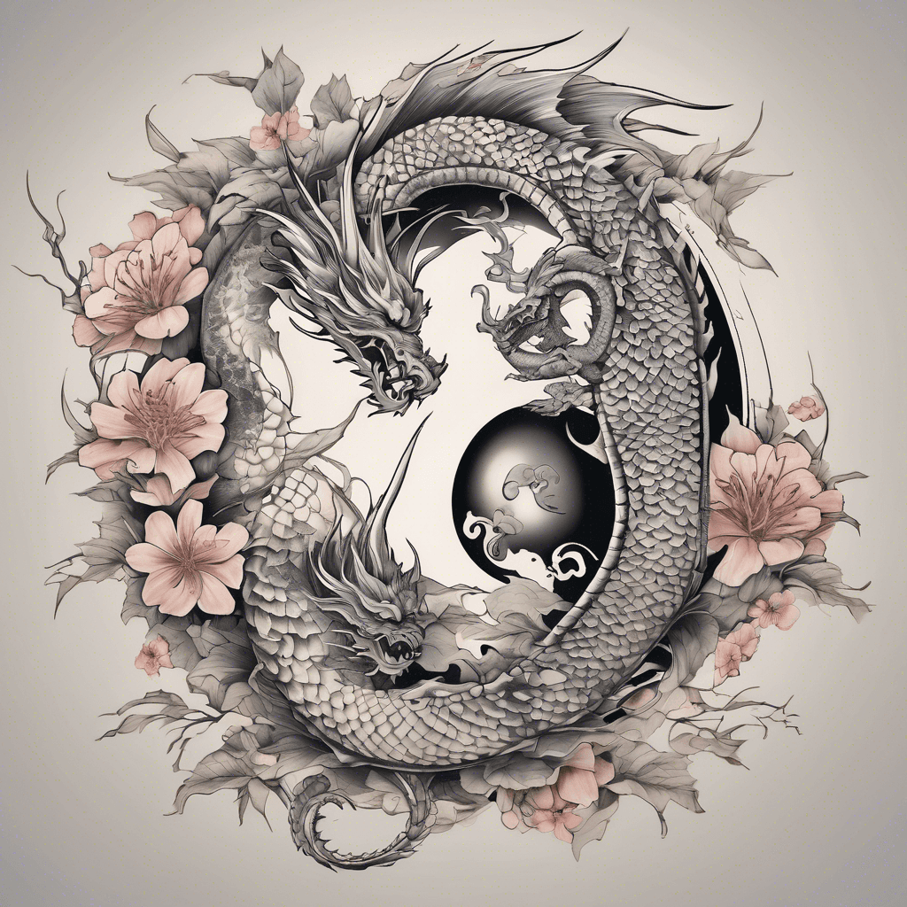 ying and yang symbol with dragon