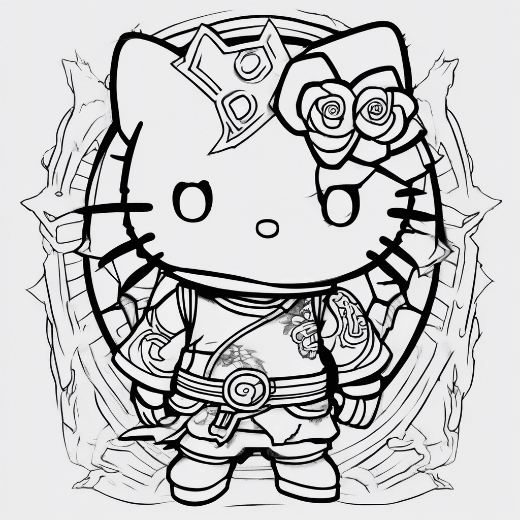 Hello kitty dressed as sasuke from naruto