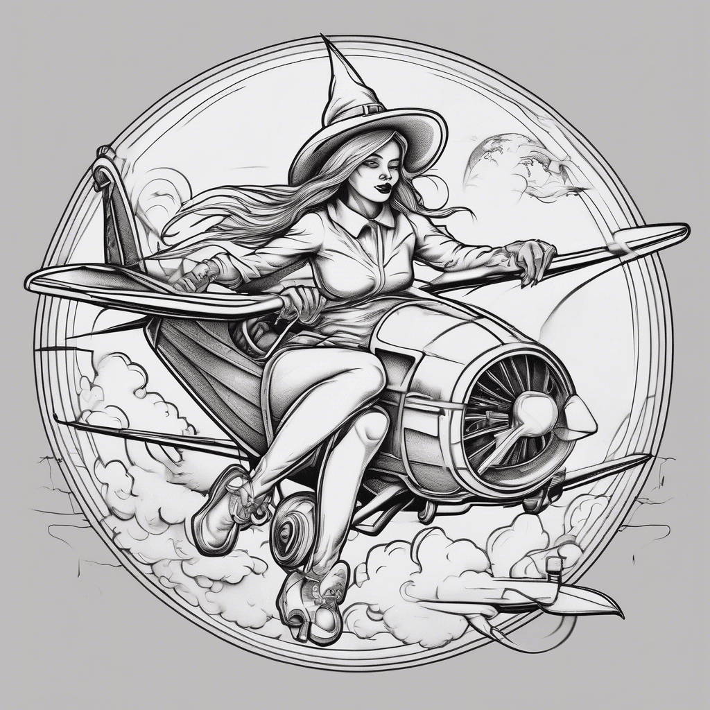 Witch Riding Airplane