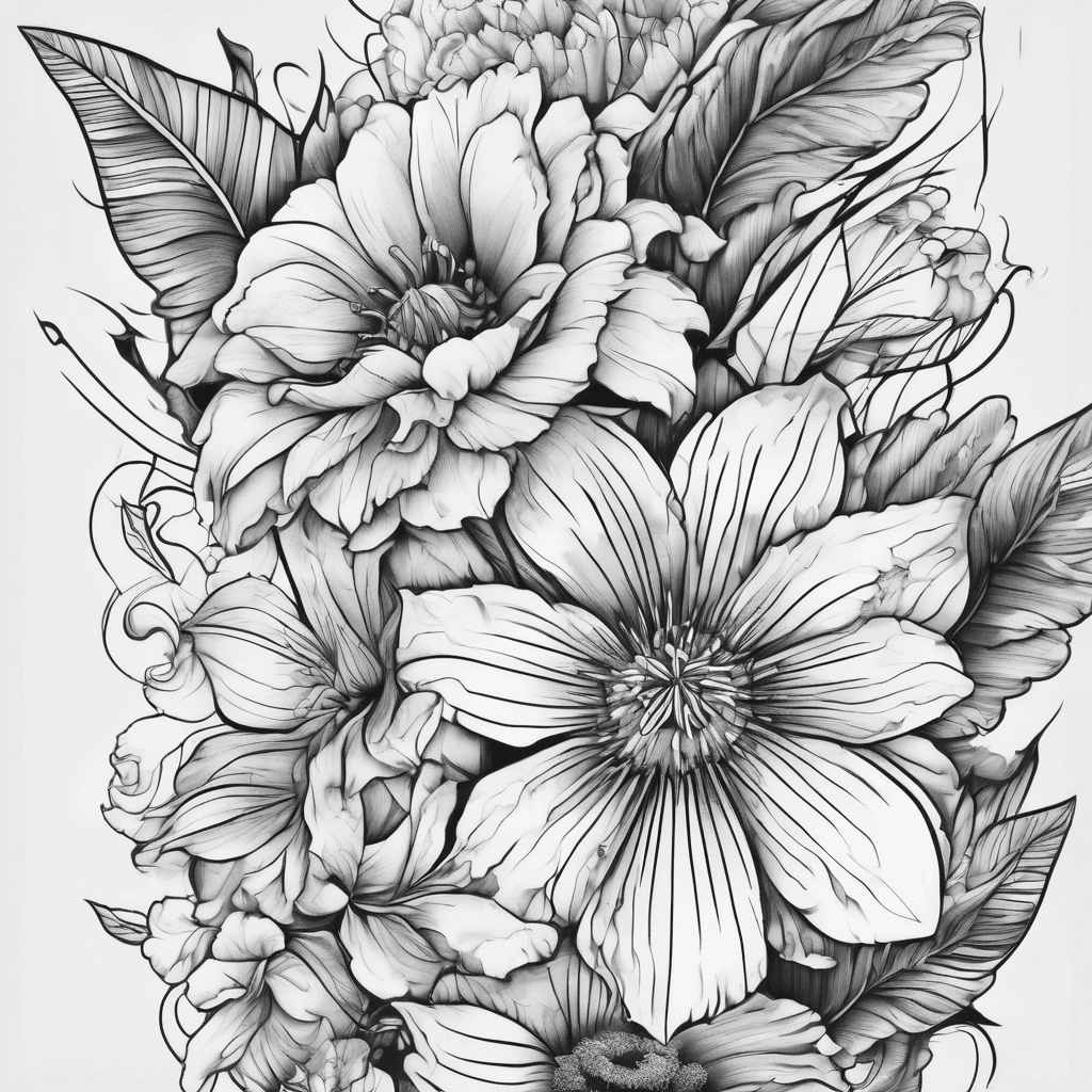 Colorful flowers going up left arm