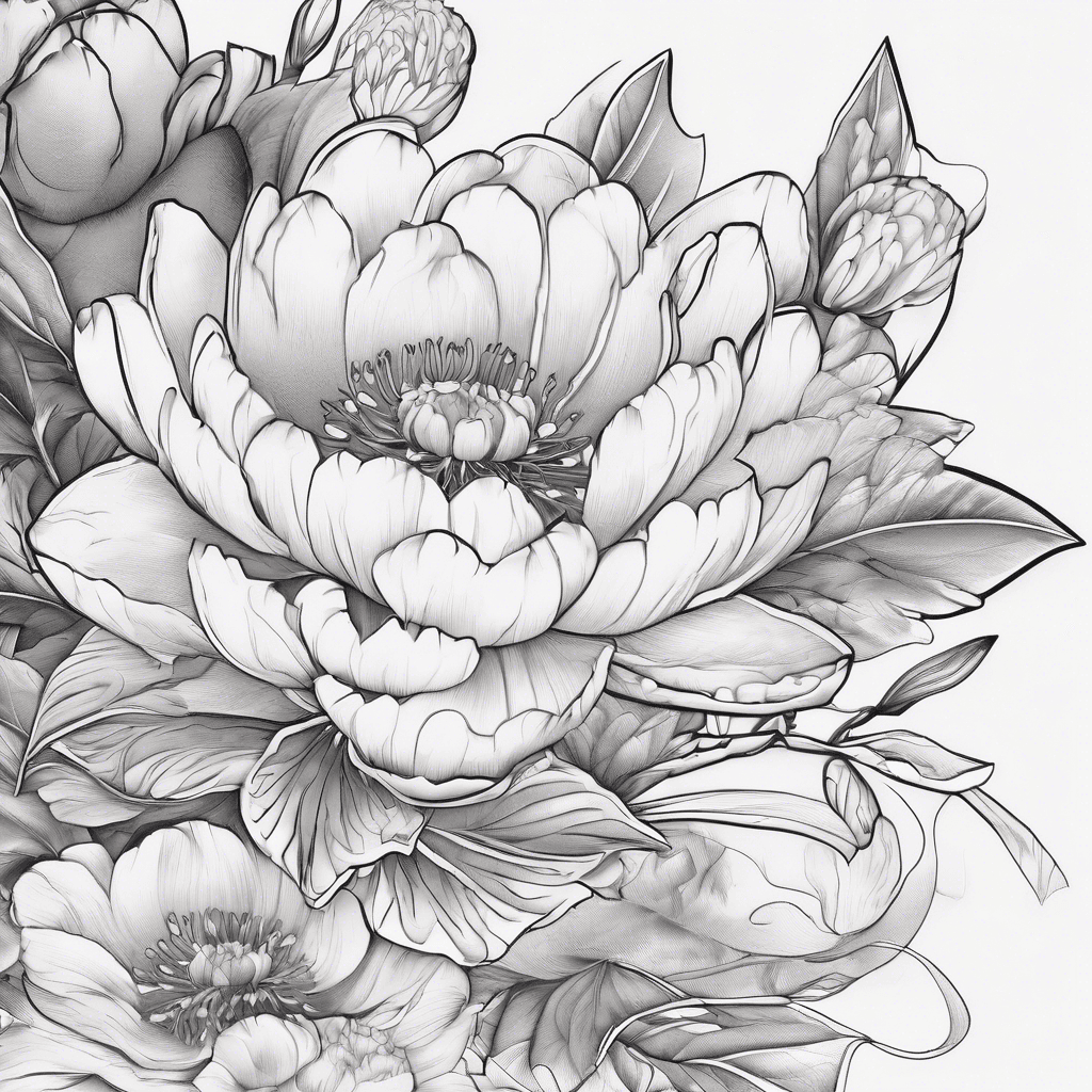 Wraparound fine line floral wrist tattoo with water lilies, peonies and vines