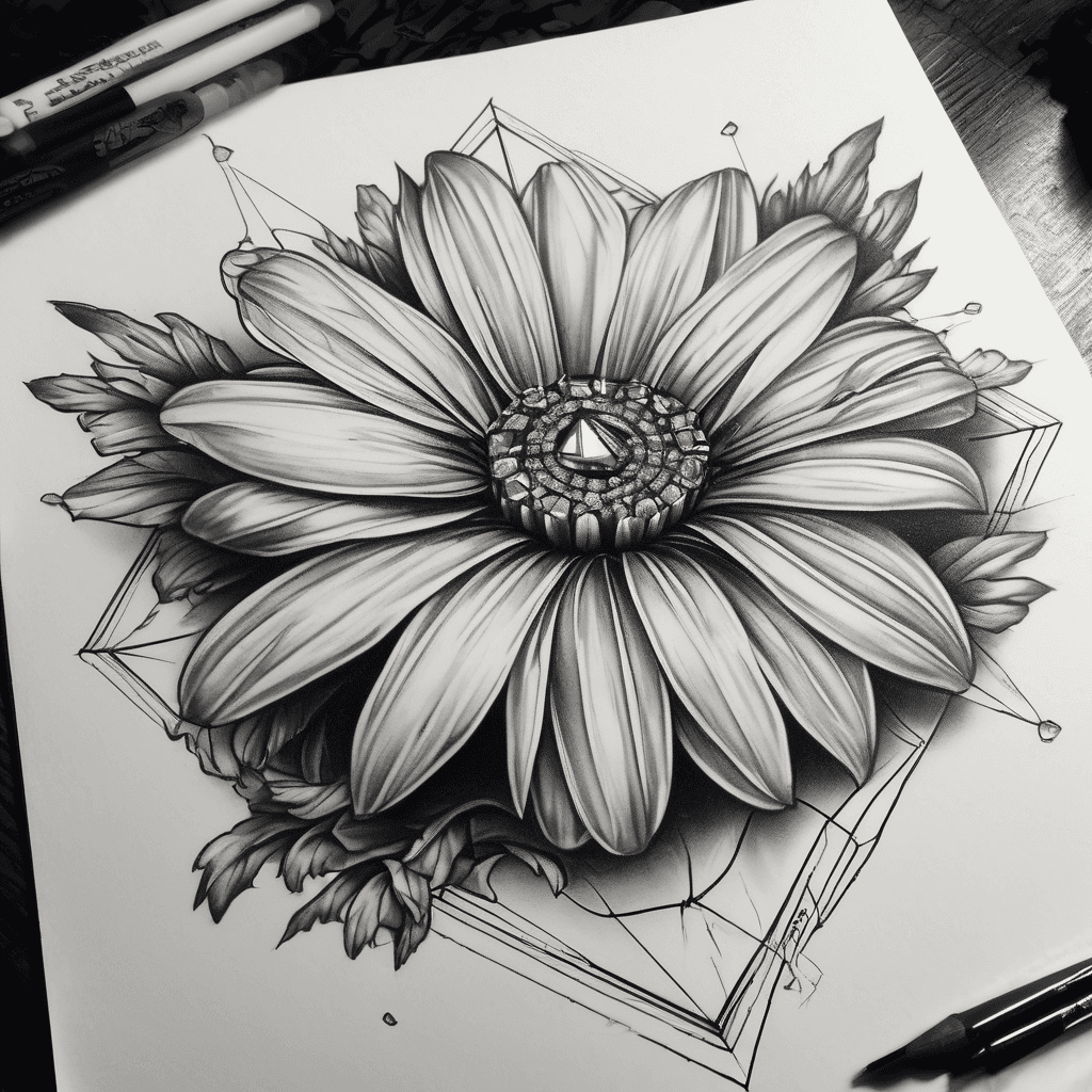 A daisy flower with a diamond around it but in the diamond add .---- ---.. -..-. .---- ..--- -..-. .---- ----. ---.. .....