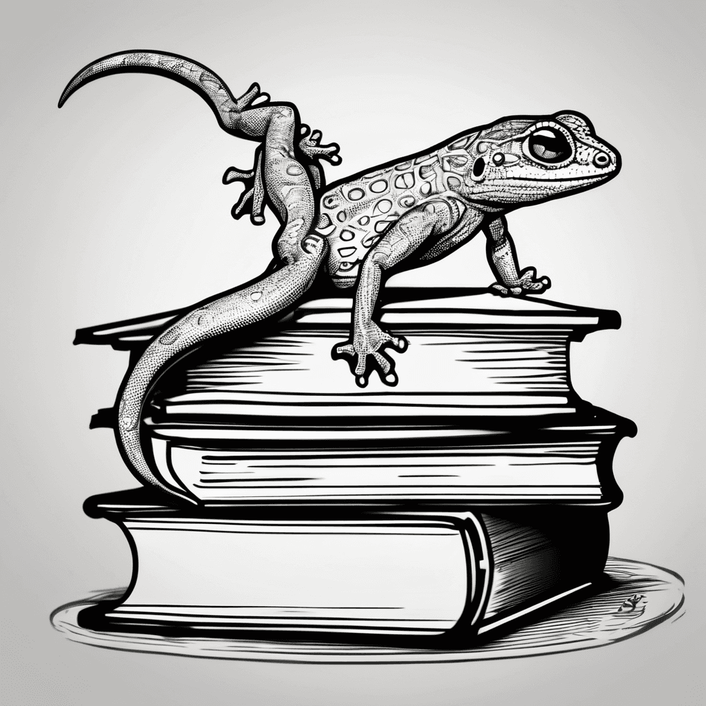 Gecko walking up books