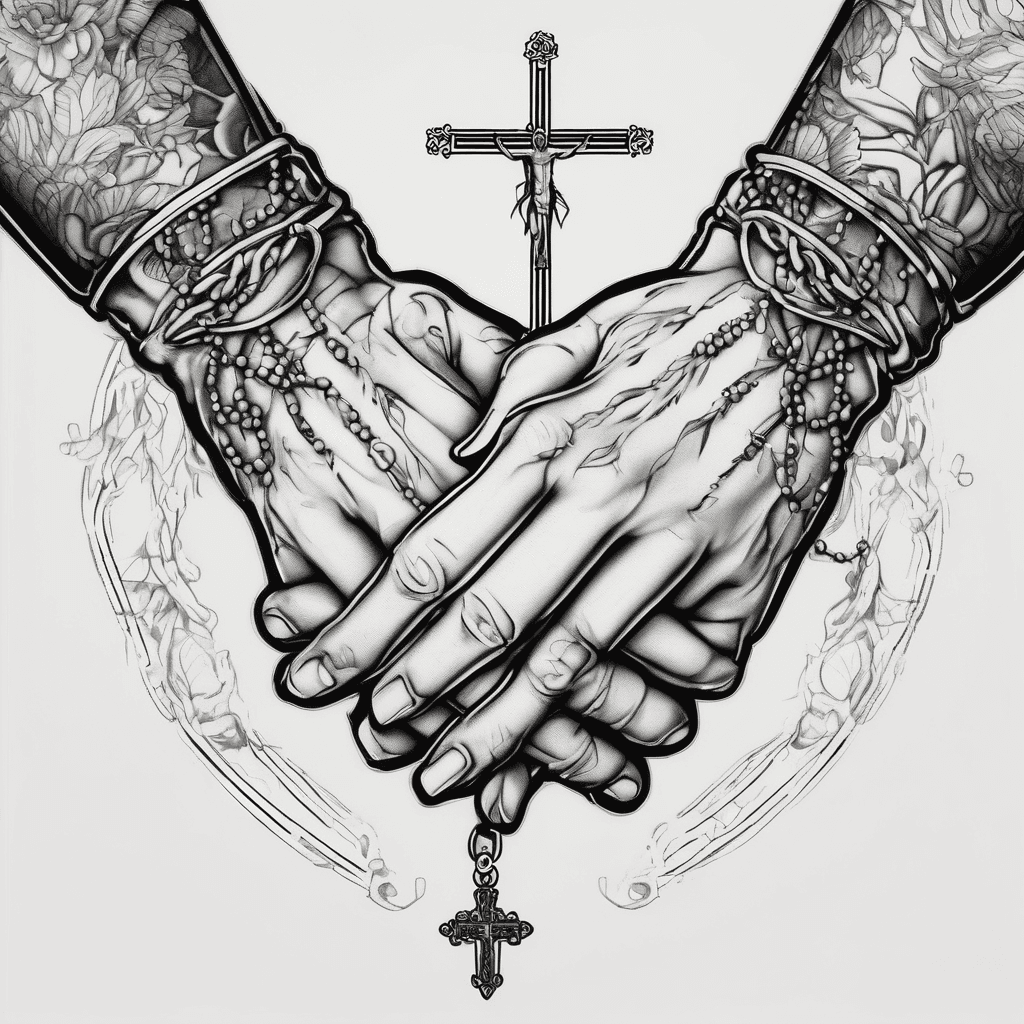 praying hands and rosary