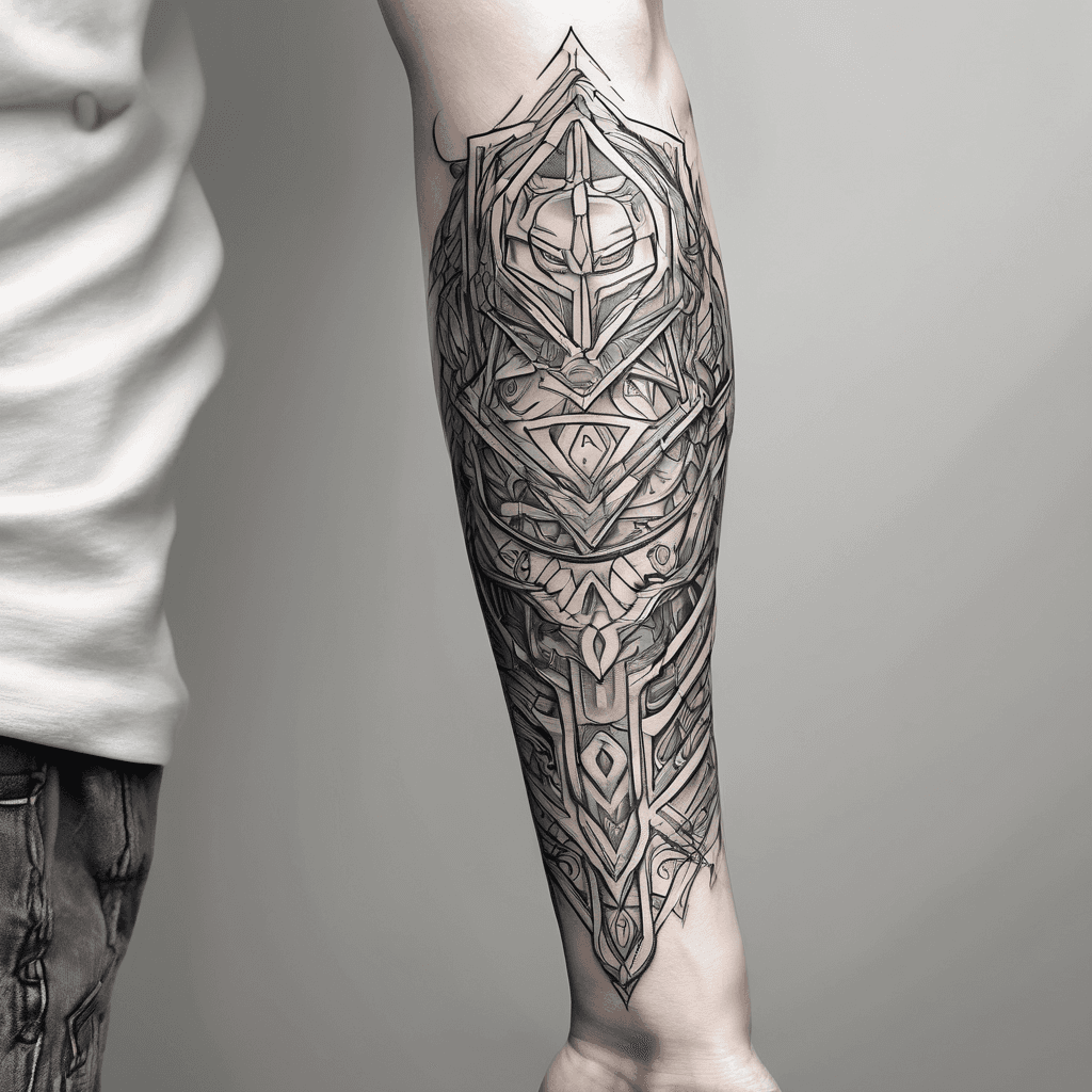 A forearm style tattoo that