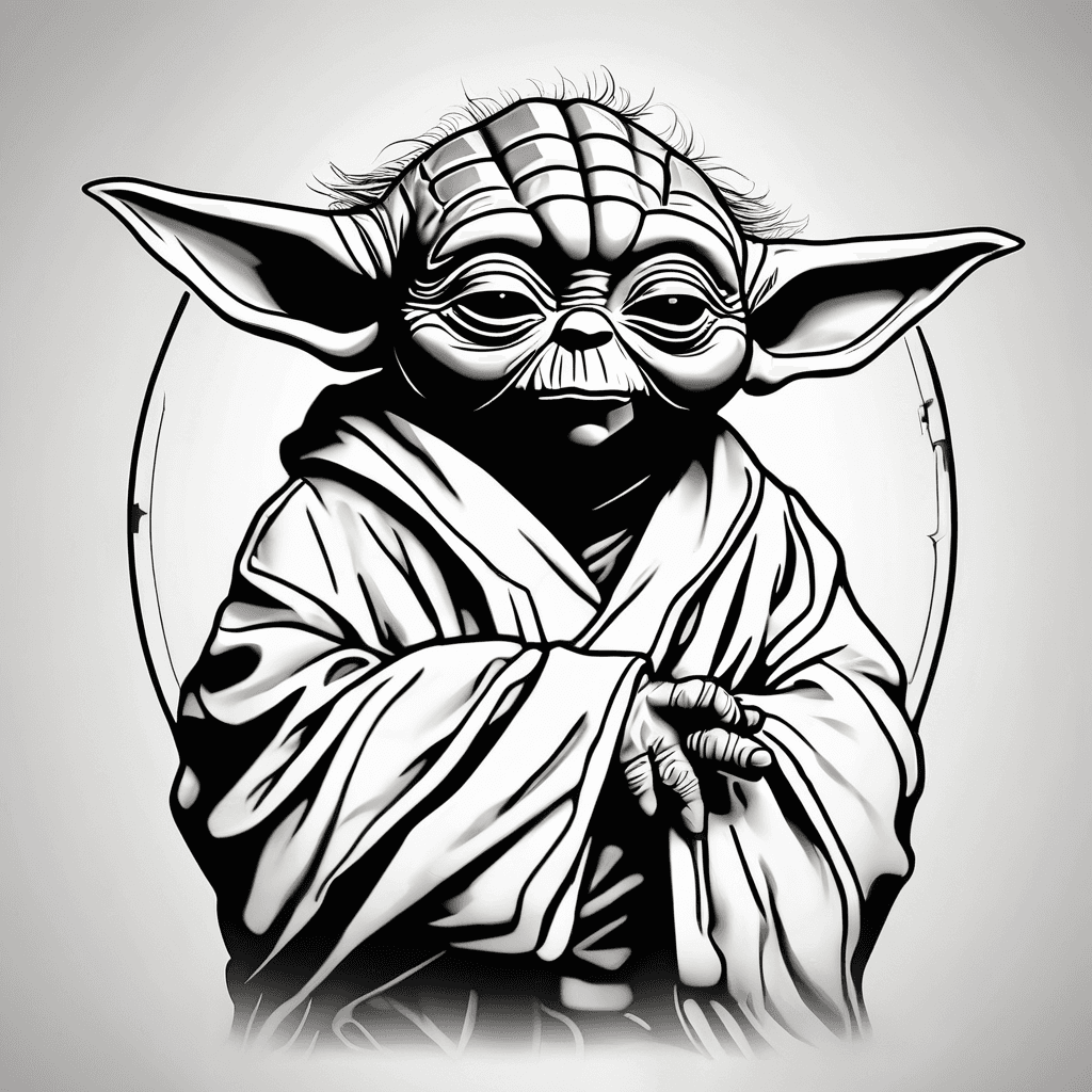 a small yoda from Star Wars , very realistic, that look in peace