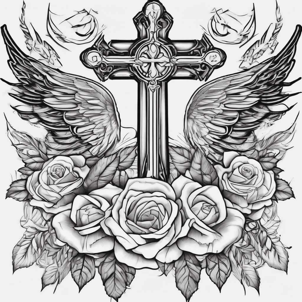 Cross, rose, infinity, wings