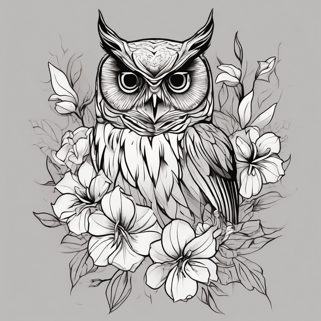 Owl with Lillie flowers