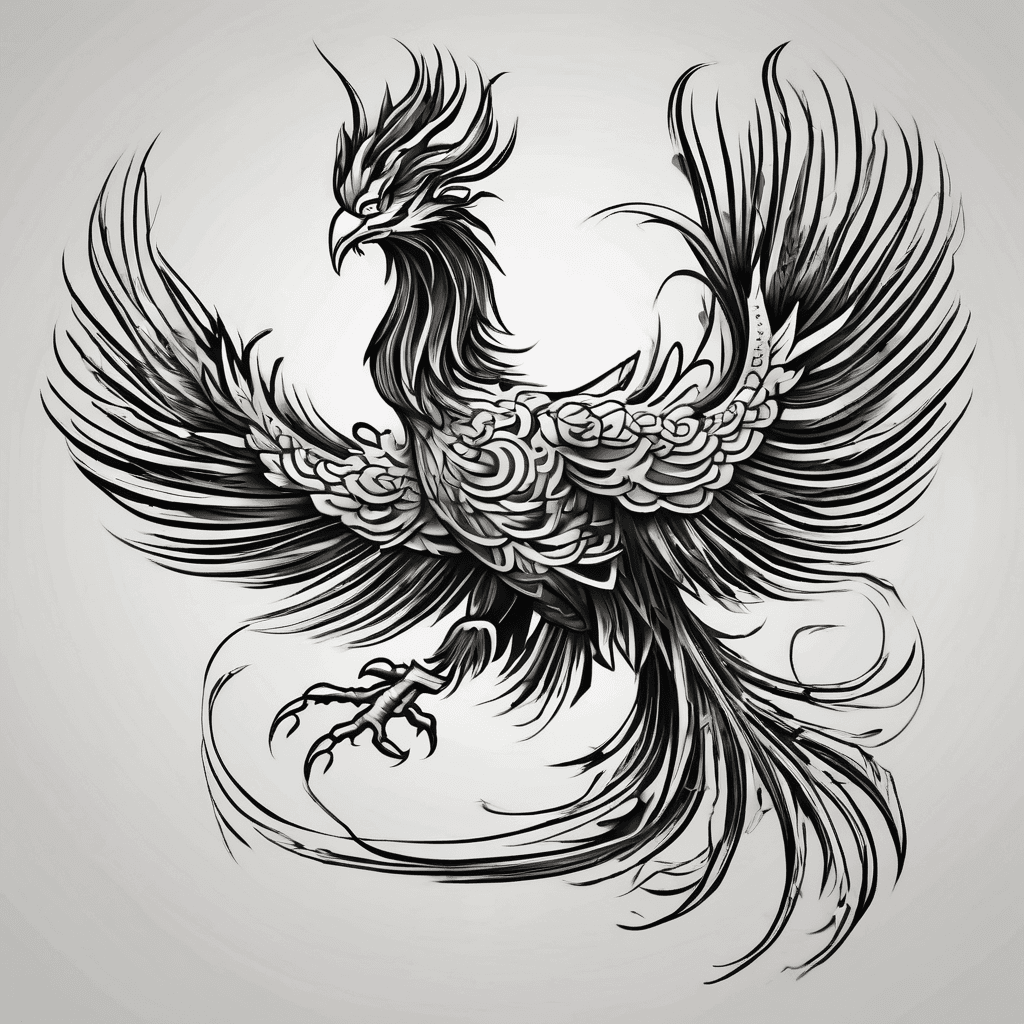 Chinese Brush style black phoenix