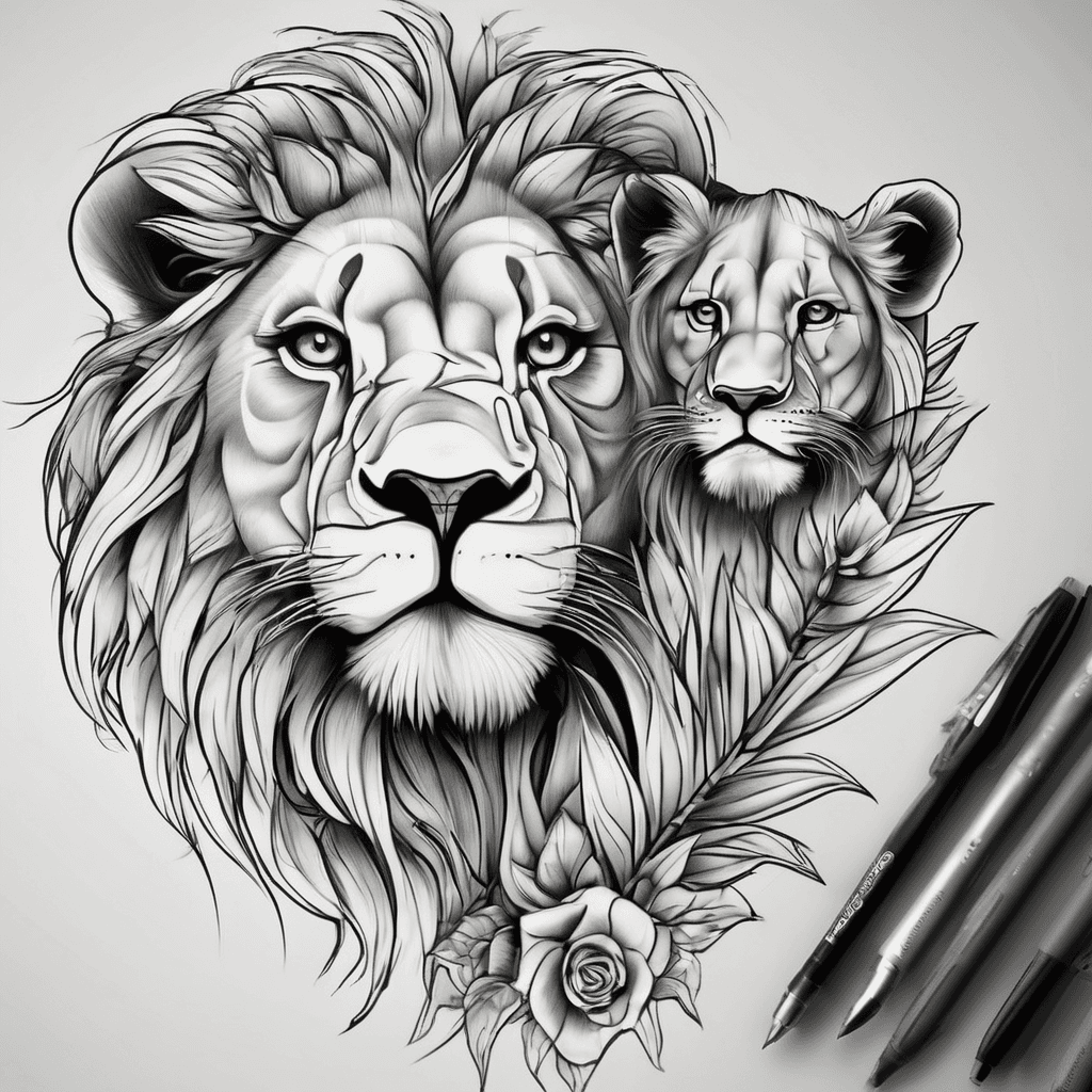 Mother and son lion tattoo forearm placement forearm. 9o