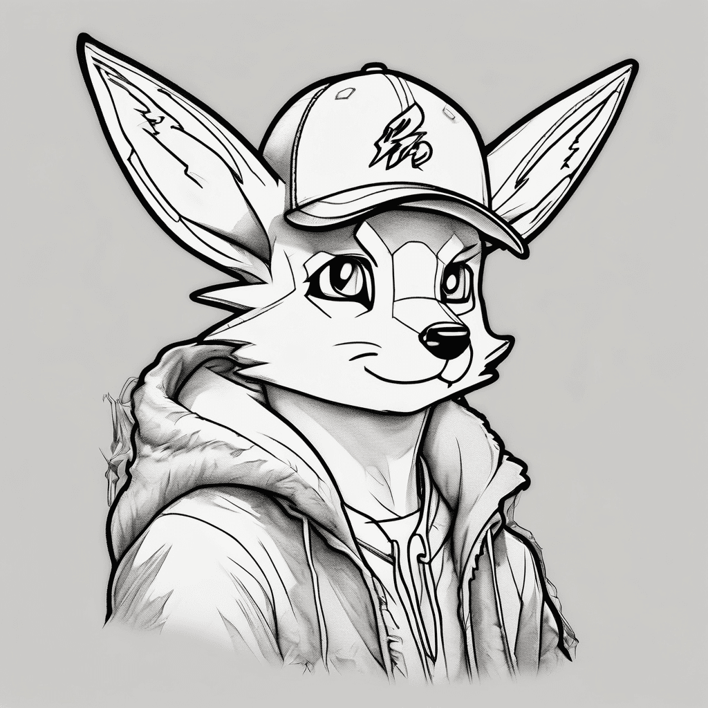 Male anthro Flareon wearing a backwards cap and a backwoods hoodie and ripped jeans and Jordans smoking a blunt furry art