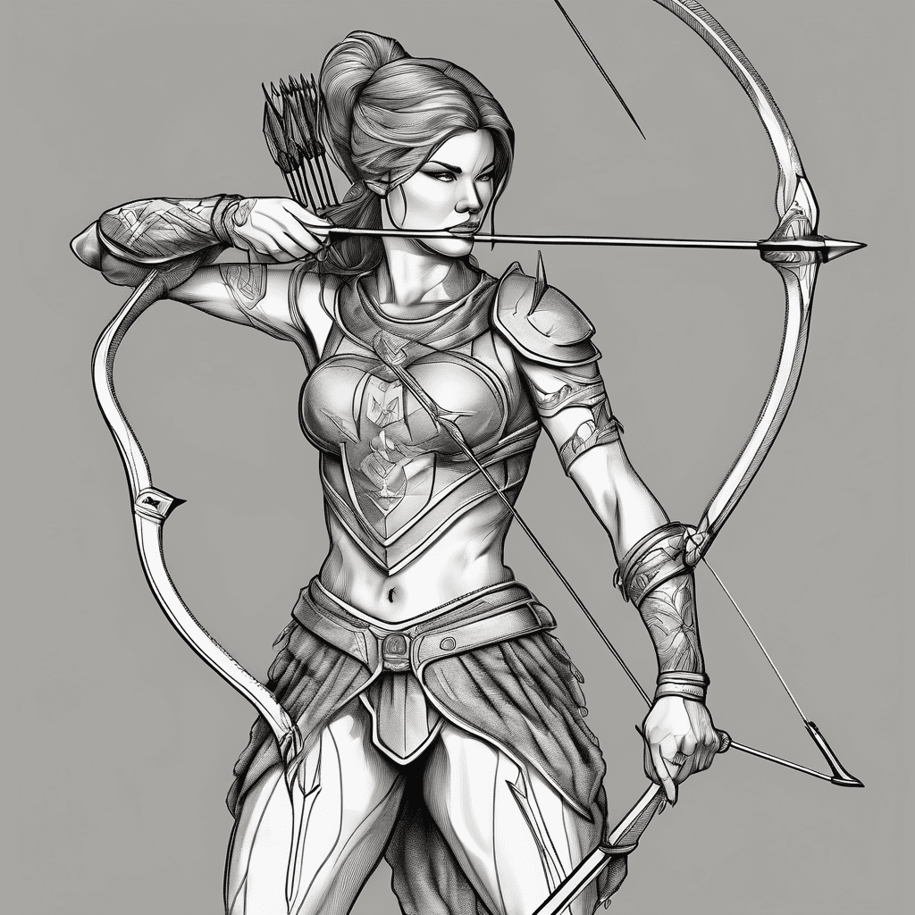 Female warrior with bow and arrow