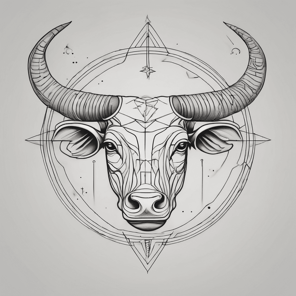 A minimalist universe fineline with a symbol of a taurus and capricorn in it