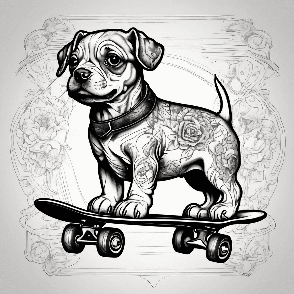 cachorro andando de skate