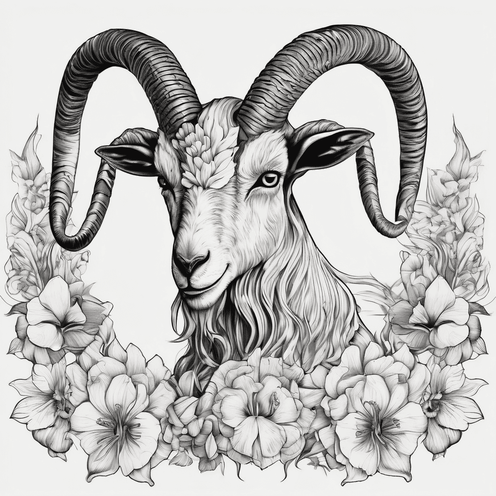 Capricorn Goat with 2005 and Hawaiian Flowers