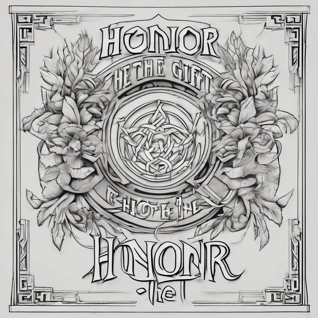 text that says “honor the gift”. It could either be plain text in a block like script or graphically represented in some other way, but the focus should be on “honor the gift”