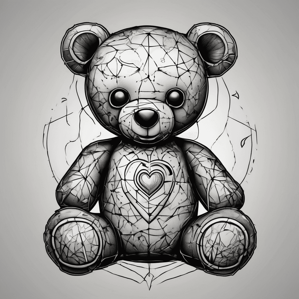Voodoo pincushion teddy bear with a broken heart
