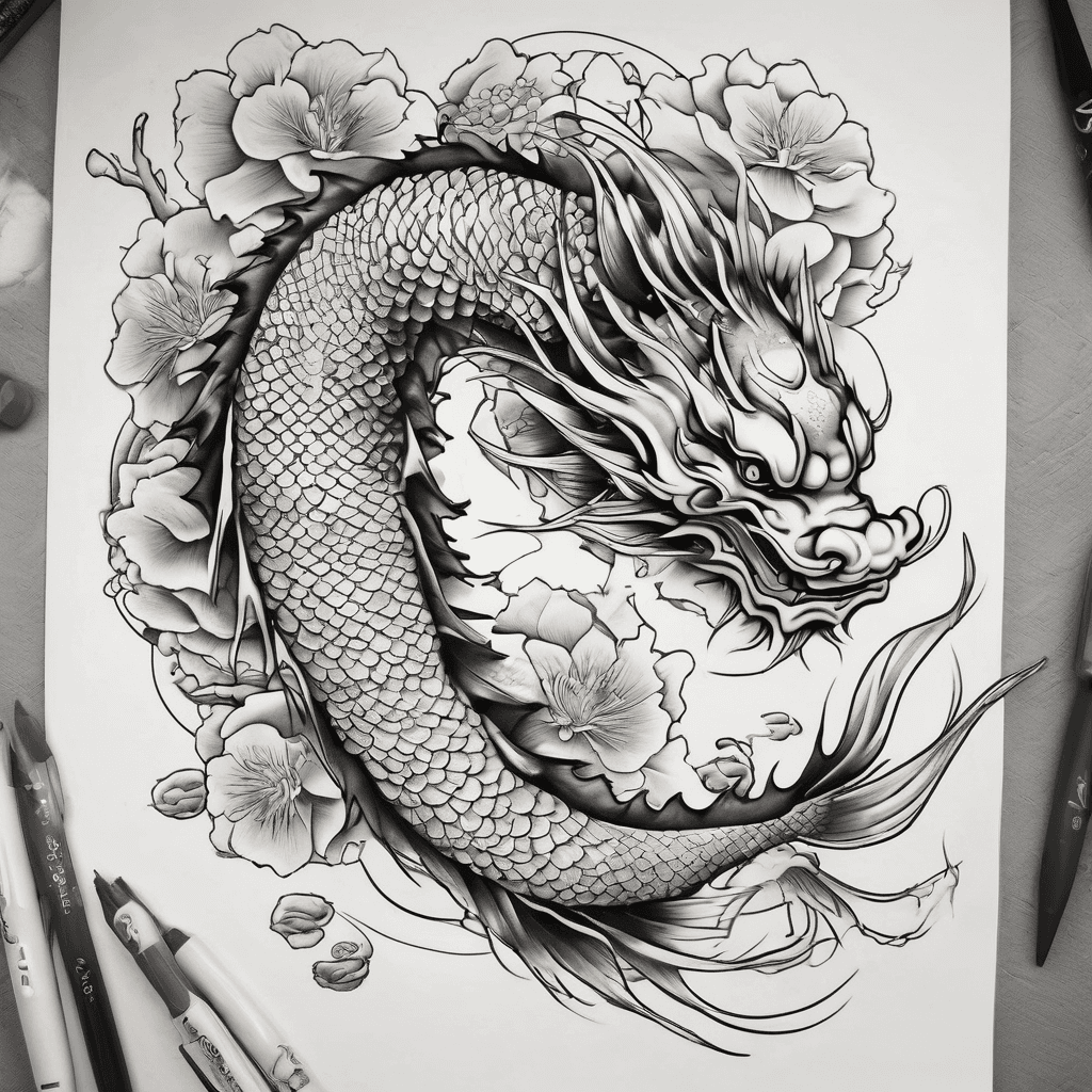 Japanese dragon koi fish